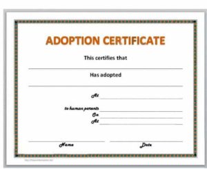 Blank Adoption Certificate Template (2) - TEMPLATES EXAMPLE | TEMPLATES ...