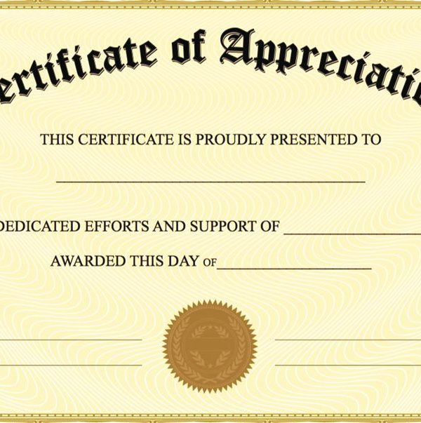 Certificate Of Appreciation Template Free Printable (5) - TEMPLATES ...