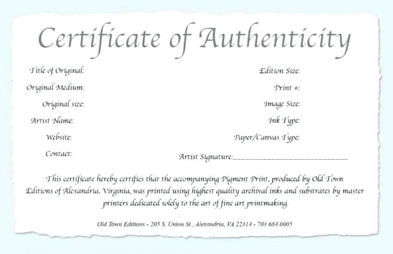 Certificate Of Authenticity Template (6) - TEMPLATES EXAMPLE ...