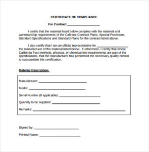 Certificate Of Compliance Template (4) - TEMPLATES EXAMPLE | TEMPLATES ...