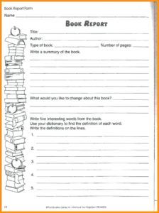 grade 4 book report template pdf