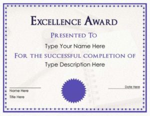 Certificate Of Excellence Template Free Download (2) - Templates 