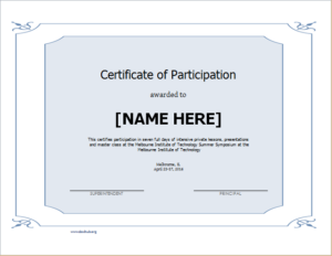 Certificate Of Participation Word Template (4) - TEMPLATES EXAMPLE ...