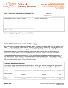 Certificate Of Substantial Completion Template (1) - TEMPLATES EXAMPLE ...