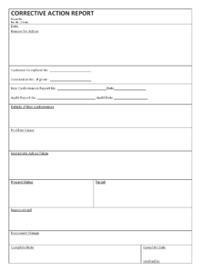 Corrective Action Report Template (1) - TEMPLATES EXAMPLE | TEMPLATES ...