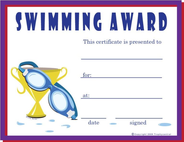 Swimming Certificate Templates Free (7) - Templates Example 