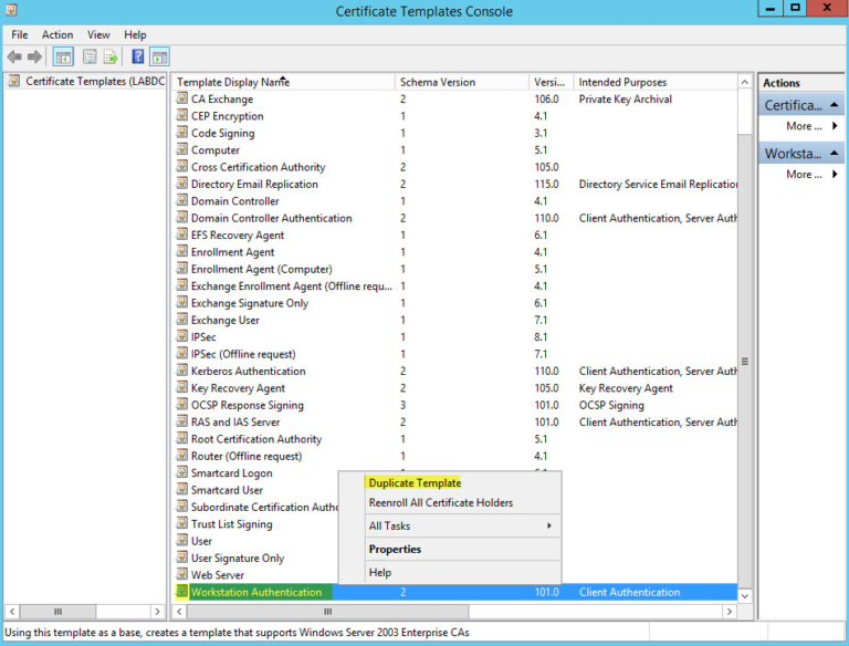 Workstation Authentication Certificate Template (1) - TEMPLATES EXAMPLE ...