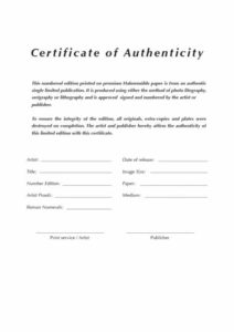 Certificate Of Authenticity Photography Template (9) - TEMPLATES ...