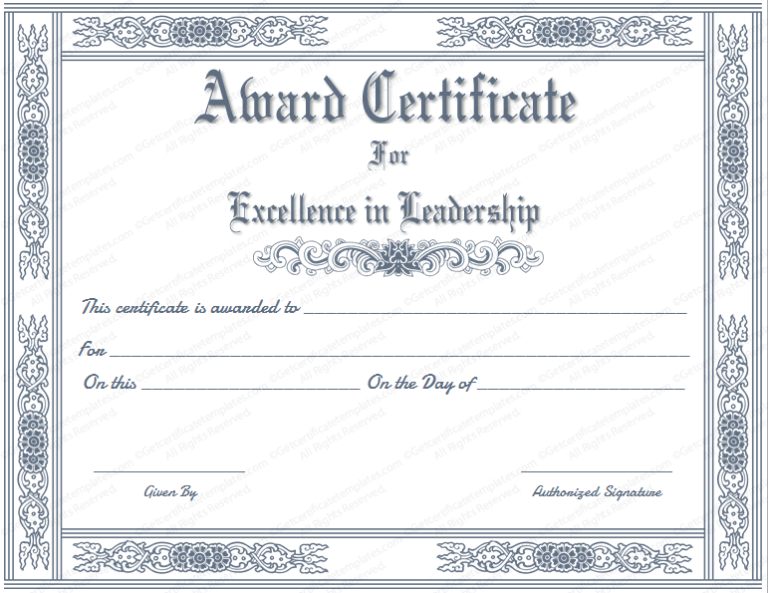 Leadership Award Certificate Template (2) - Templates Example 