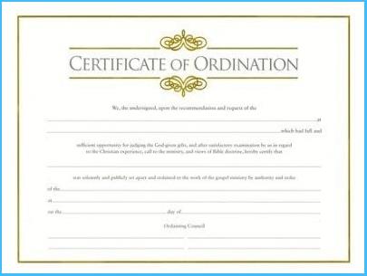 Ordination Certificate Templates