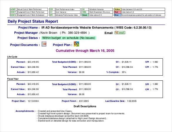 Project Daily Status Report Template TEMPLATES EXAMPLE TEMPLATES 