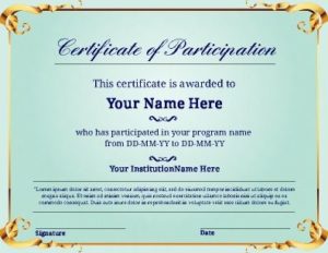 Sample Certificate Of Participation Template (2) - Templates Example 