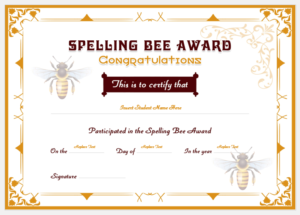 Spelling Bee Award Certificate Template (4) - TEMPLATES EXAMPLE ...