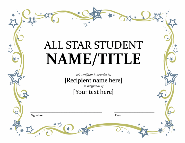 Star Certificate Templates Free (3) - TEMPLATES EXAMPLE | TEMPLATES EXAMPLE