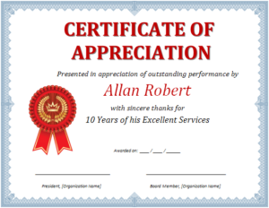 Template For Certificate Of Appreciation In Microsoft Word (4 ...