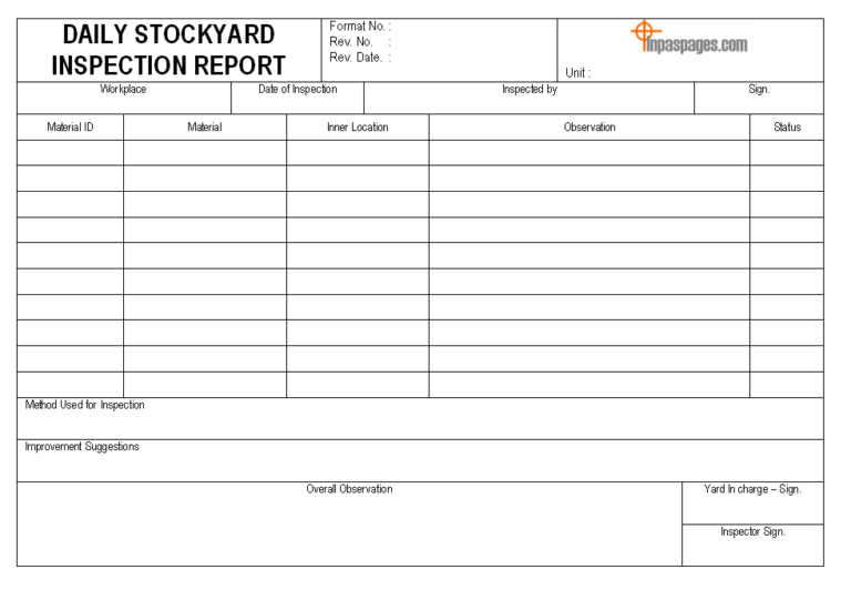 Daily Inspection Report Template (2) - TEMPLATES EXAMPLE | TEMPLATES ...