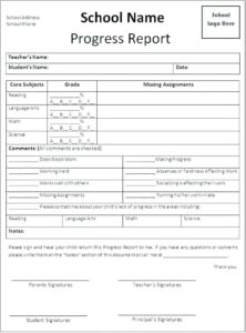 Educational Progress Report Template (2) - TEMPLATES EXAMPLE ...