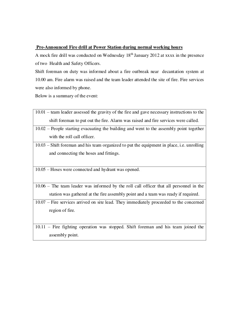 Fire Drill Scenario Archives TEMPLATES EXAMPLE TEMPLATES EXAMPLE