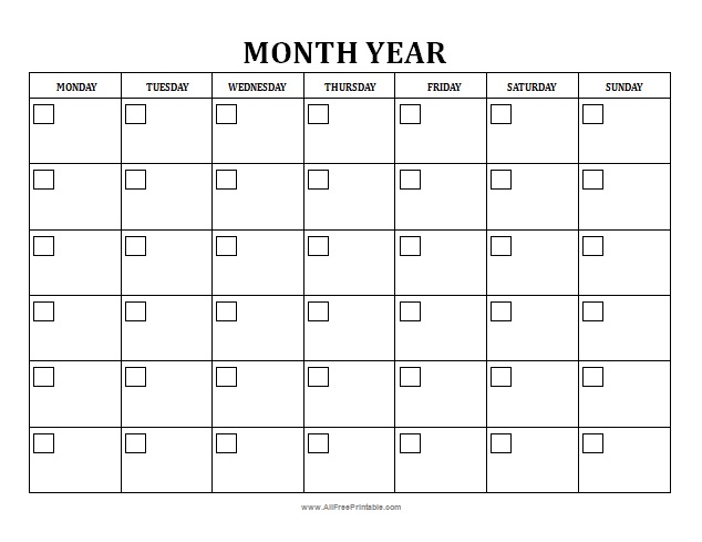 Blank Calender Template (1) - TEMPLATES EXAMPLE | TEMPLATES EXAMPLE