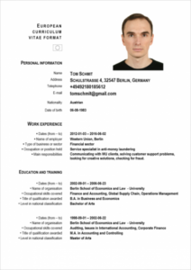 resume template germany