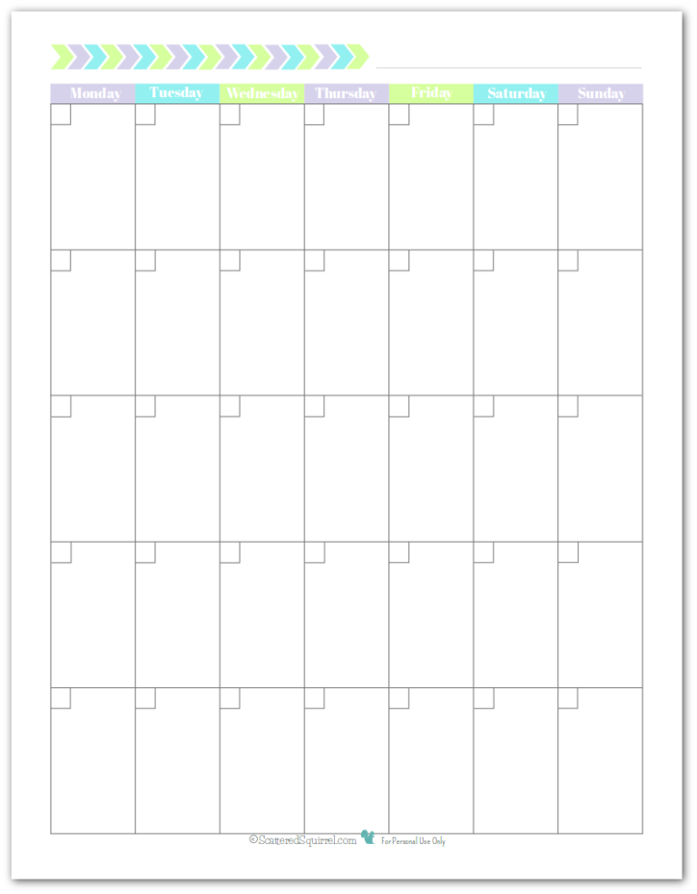 Full Page Blank Calendar Template (2) - TEMPLATES EXAMPLE | TEMPLATES ...