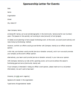 Letter Template Asking For Sponsorship (2) - TEMPLATES EXAMPLE ...