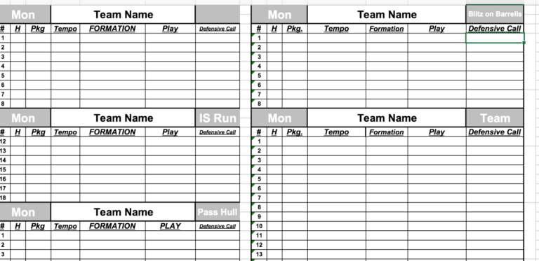 Blank Football Depth Chart Template 2 Templates Example Templates Example 1672