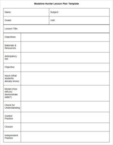 Madeline Hunter Lesson Plan Blank Template (7) - TEMPLATES EXAMPLE ...