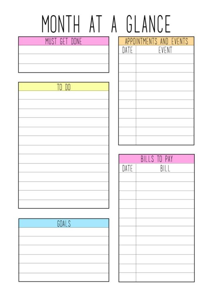 Month At A Glance Blank Calendar Template (3) TEMPLATES EXAMPLE