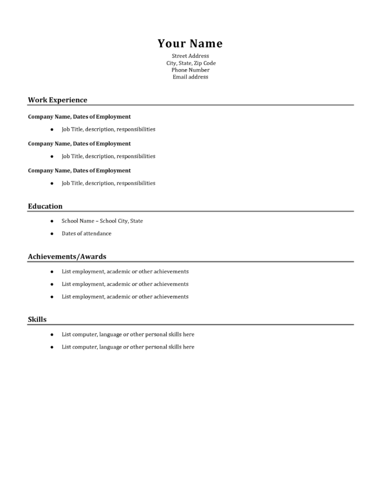 Resume Templates Basic (2) - TEMPLATES EXAMPLE | TEMPLATES EXAMPLE