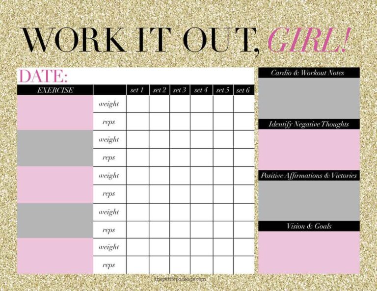 Blank Workout Schedule Template Templates Example Templates Example