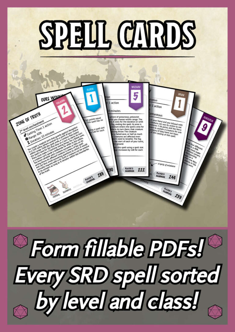 D&D Spell Card Templates (5) TEMPLATES EXAMPLE TEMPLATES EXAMPLE