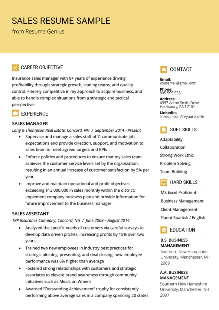 Resume Templates Sales (3) - TEMPLATES EXAMPLE | TEMPLATES EXAMPLE