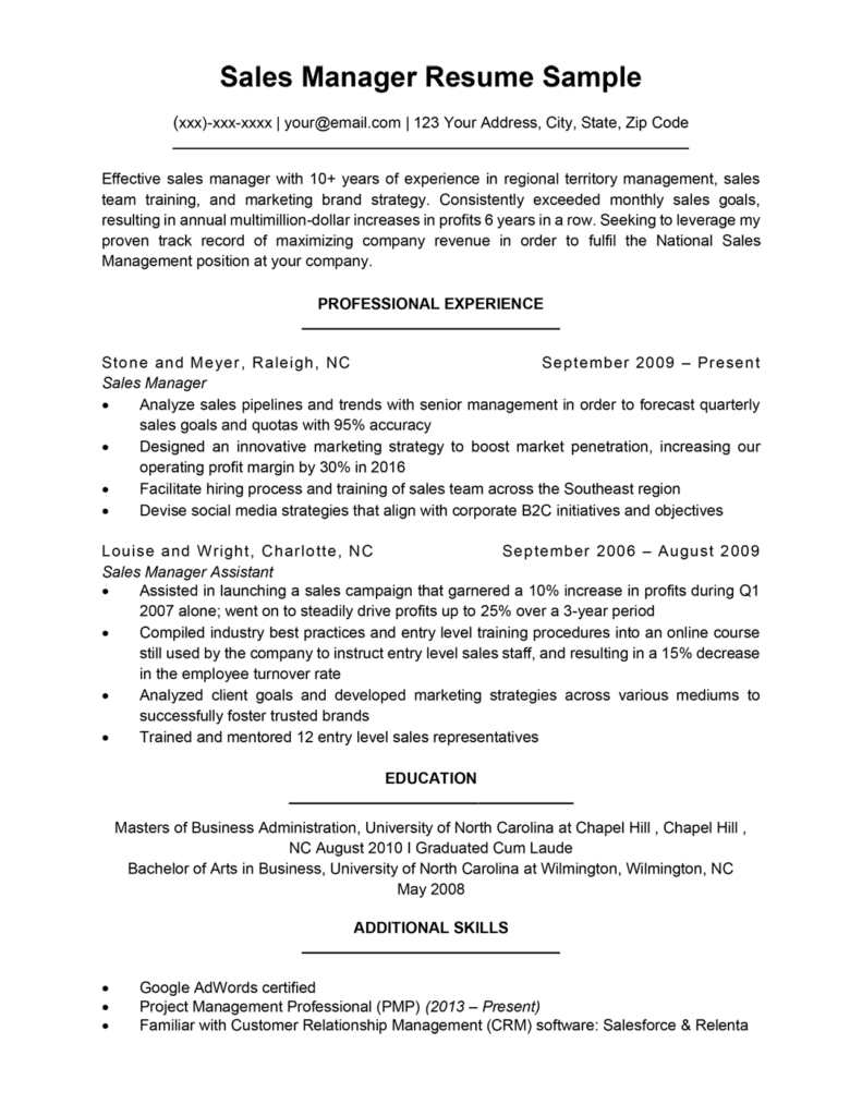 Resume Templates Sales (9) - Templates Example 