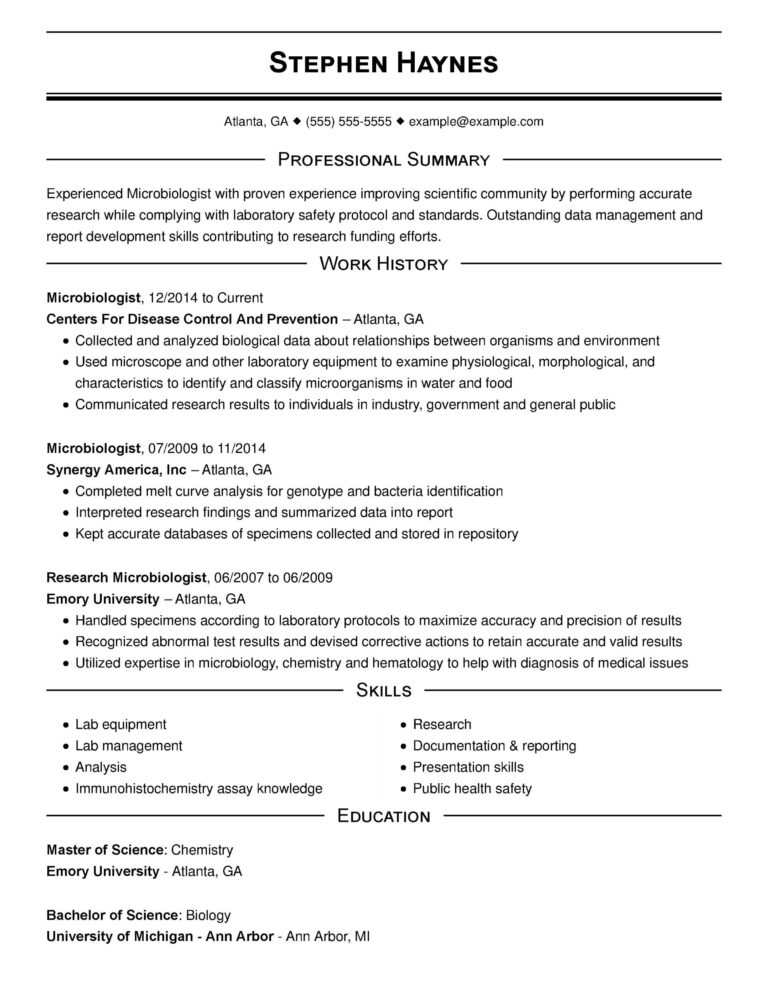 Resume Templates Science (4) - TEMPLATES EXAMPLE | TEMPLATES EXAMPLE