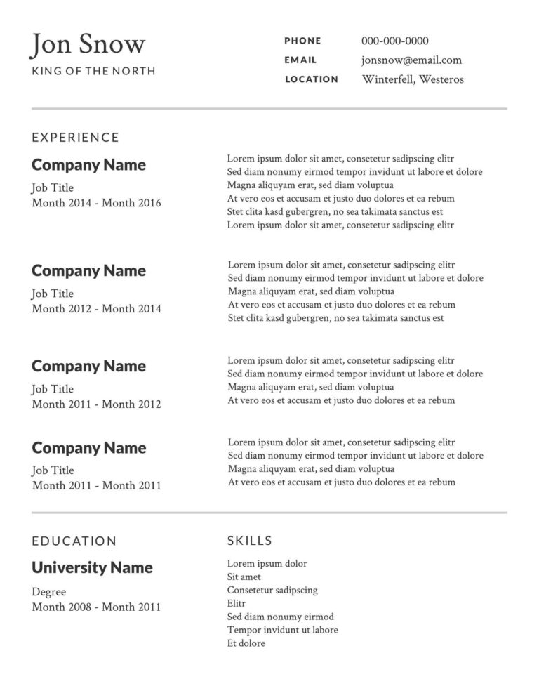 Resume Templates Simple Free (1) - TEMPLATES EXAMPLE | TEMPLATES EXAMPLE