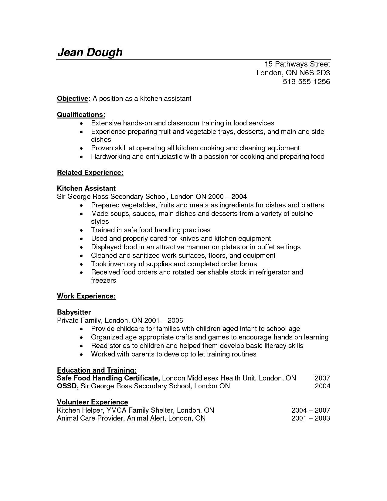Resume Templates for Kitchen Helper - TEMPLATES EXAMPLE | TEMPLATES EXAMPLE