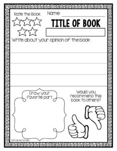 Book Report Template 1st Grade (8) - TEMPLATES EXAMPLE | TEMPLATES EXAMPLE