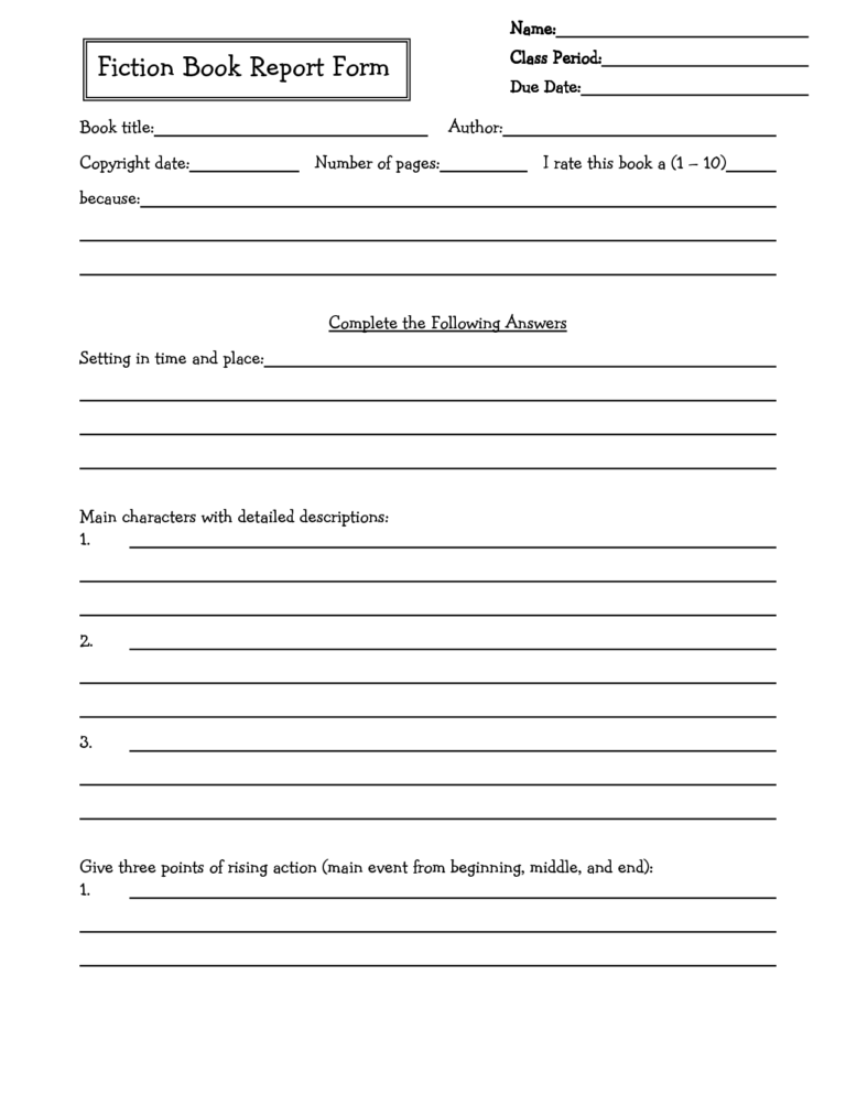 Book Report Template For 7th Graders (7) TEMPLATES EXAMPLE