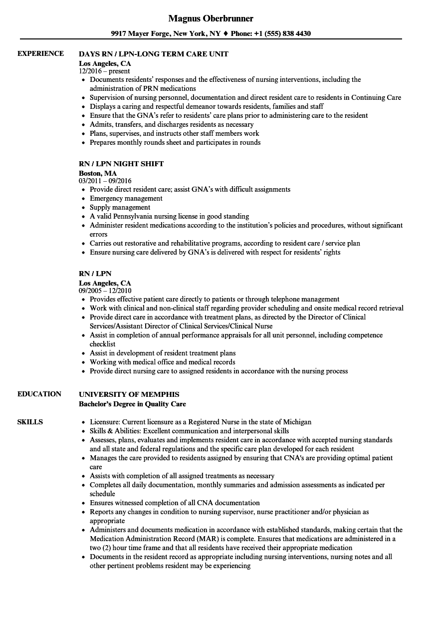 Lpn To Rn Resume Templates TEMPLATES EXAMPLE TEMPLATES EXAMPLE