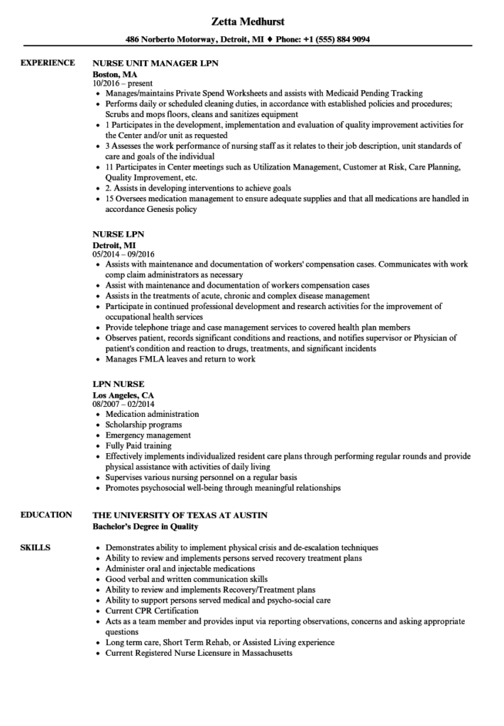 Lpn To Rn Resume Templates (4) - TEMPLATES EXAMPLE | TEMPLATES EXAMPLE