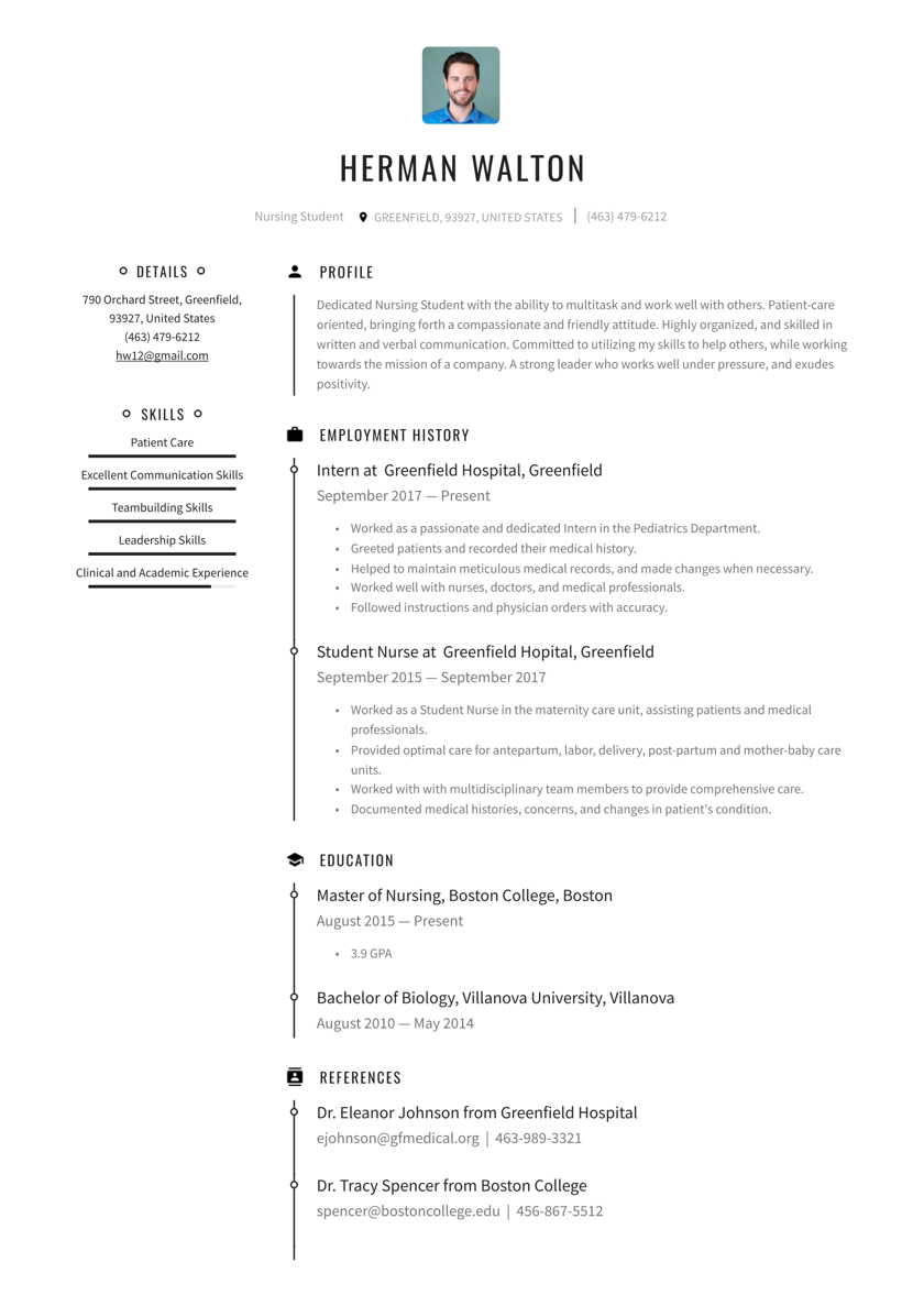 Resume Templates Nursing Students (7) - TEMPLATES EXAMPLE | TEMPLATES ...