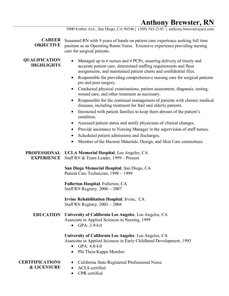 Rn Resume Templates (5) TEMPLATES EXAMPLE TEMPLATES EXAMPLE