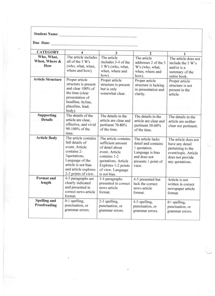 Year 6 Newspaper Report Template (2) - TEMPLATES EXAMPLE | TEMPLATES ...